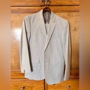 theory light grey pinstriped cotton slim suit